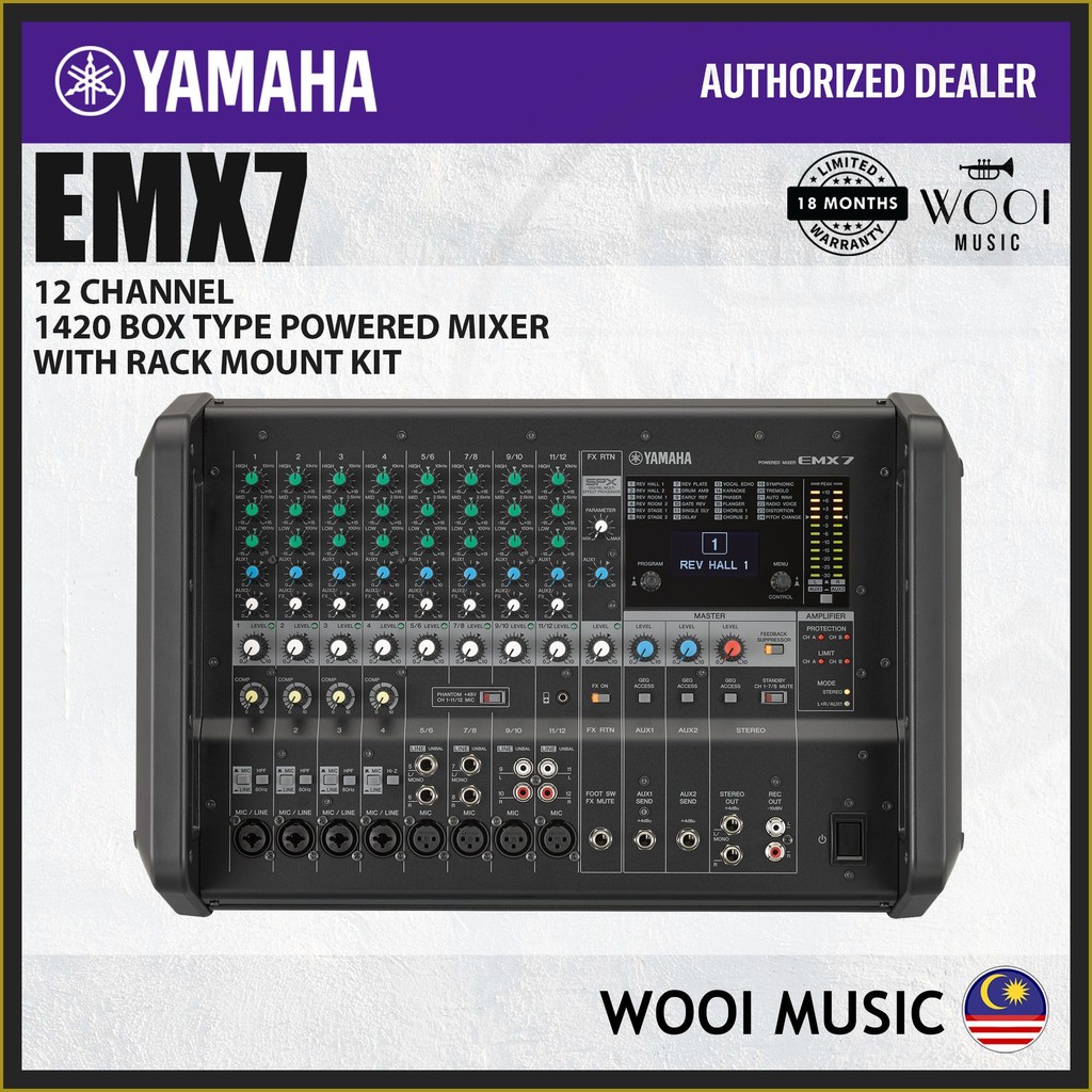 Yamaha EMX7 RK 12-Channel 1420W Box Type Powered Analogue Mixing ...