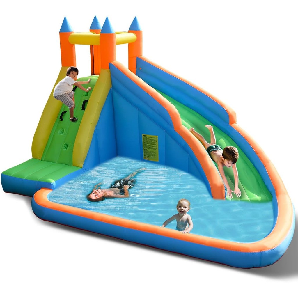 Costzon Inflatable Water Slide, Giant Bouncy Water Park Jump Castle ...
