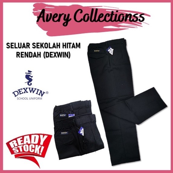 SELUAR SEKOLAH HITAM RENDAH DAN MENENGAH DEXWIN SIZE 23~36 (PAKAIAN ...