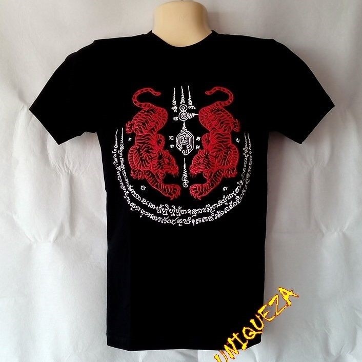 3D Twin 2 TIGERS Thailand Sak Yant Yantra Muay Thai Tattoo T-shirt ...