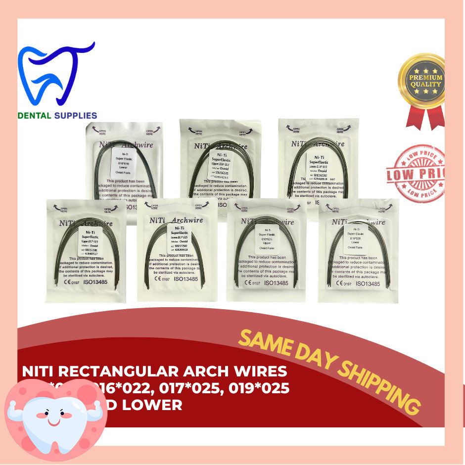 Fils Orthodontiques Rectangulaires NITI - Lot De 20, Pour Appareils Dentaires, Certifié FDA