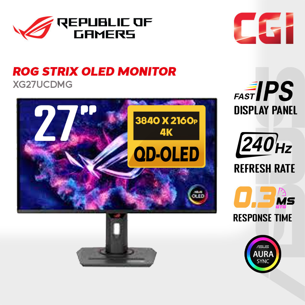 Asus 27" ROG Strix QD-OLED XG27UCDMG 4K Display HDR10 HDR400 10-Bit G ...