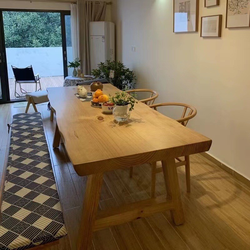 WK Nordic All Solid Wood Dining Table Natural Side Household Living ...