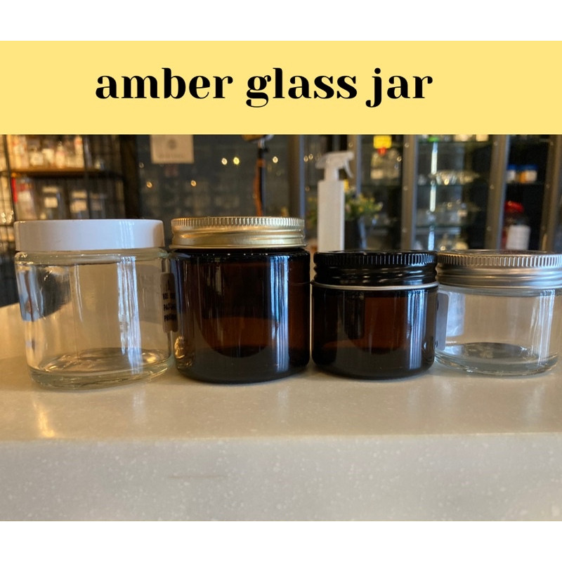 Amber glass jar with plastic/Aluminium black cap/candle making/ Candle ...