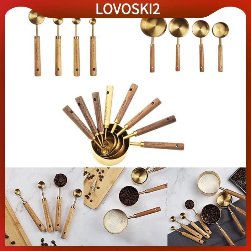 [LovoskiacMY] Gold Measuring Cups and Set Wooden Handle Measuring Cups ...