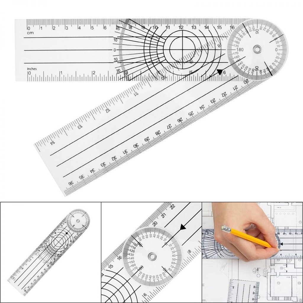 Clear Plastic Metric and Inch Standard Rotatable 360 Degree Goniometer ...