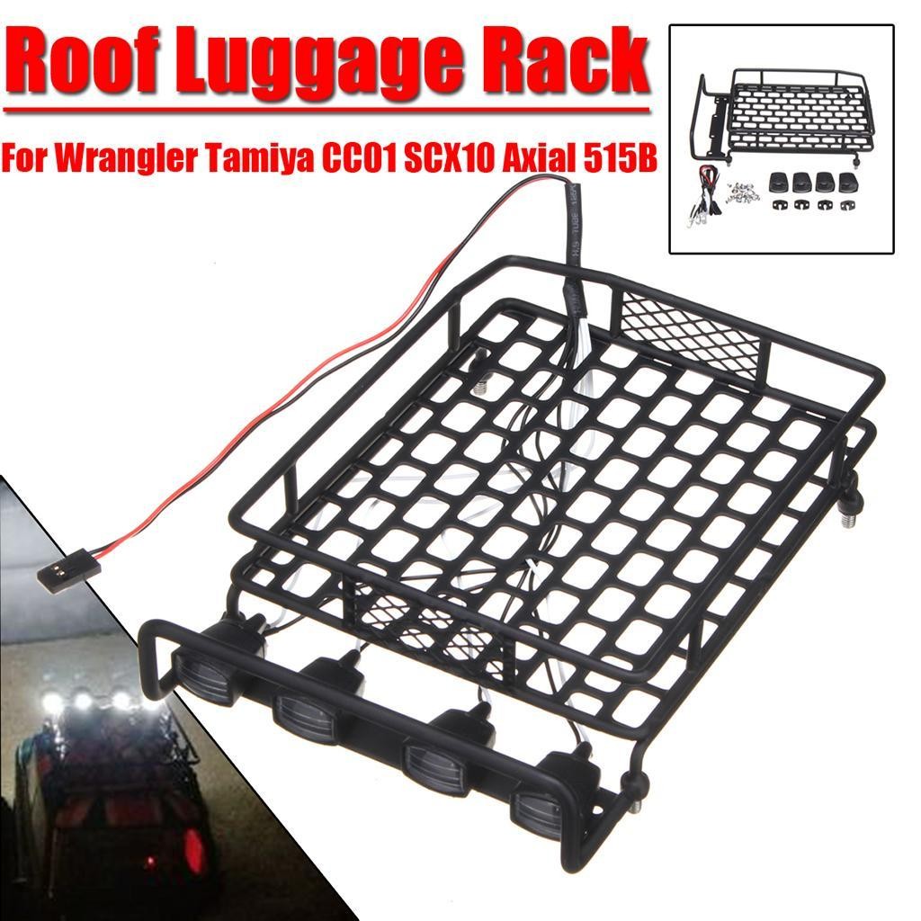 [uguuiya] Luggage Roof Rack with 4 LED Light Bar for 1:10th RC Vehicles ...
