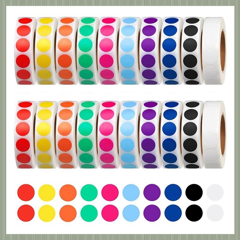 ( S U Z B )20000 Pieces 1/2 Inch Round Color Coded Dot Labels Roll ...