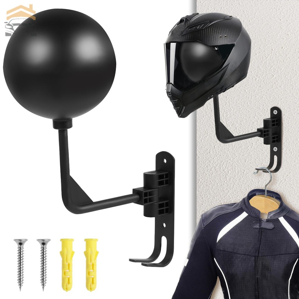 Motorcycle Helmet Holder Wall Mount Helmet Rack with Double Hook 180 ...