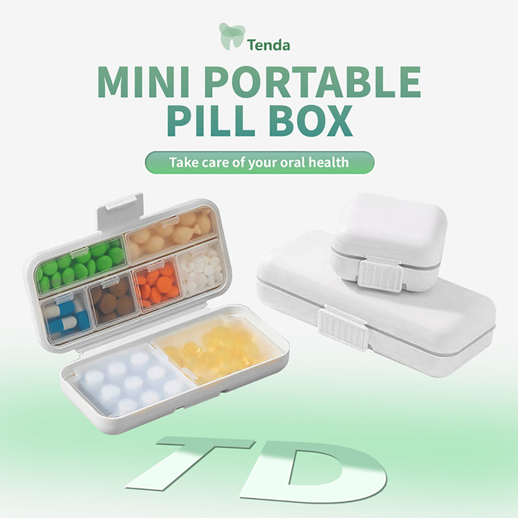 TENDA 5/8 Slots Portable Pill Box Bekas Ubat Kotak Ubat Medicine ...