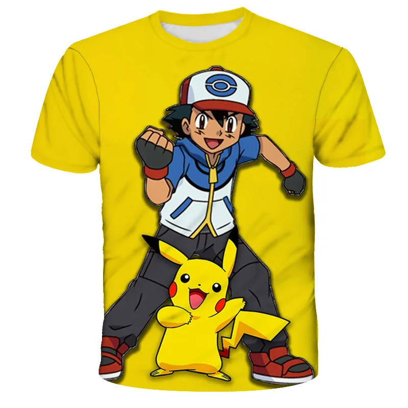 Pikachu 3D Printed Kids T-Shirt Cute Pokemon Casual Cosplay Yellow Top ...