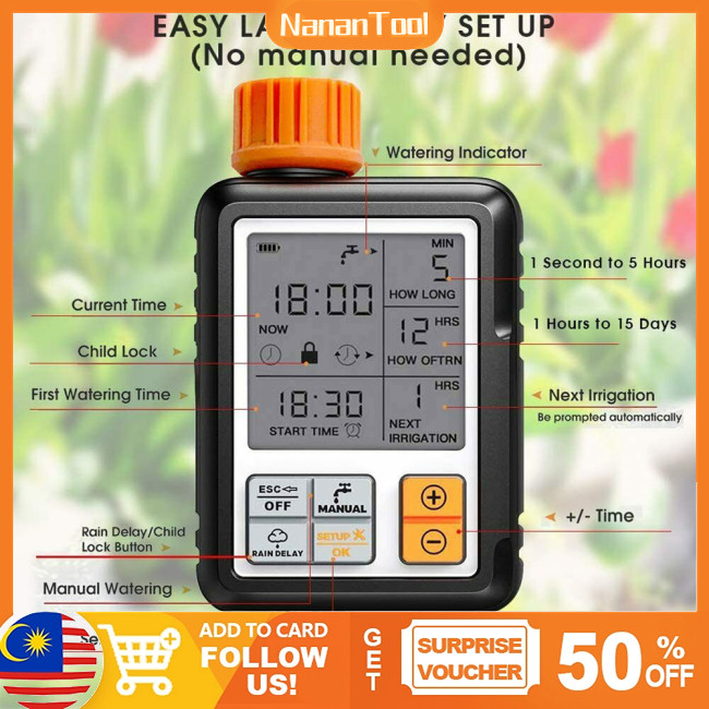 Digital Water Timer 3" Lcd Large Screen Automatic Programmable Ip65 ...