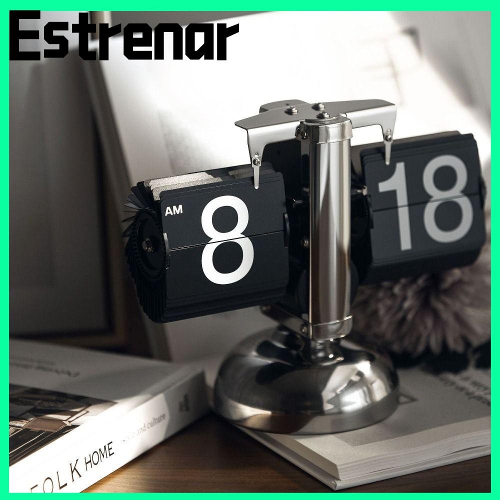 ESTRENAR Digital Table Clock, Flip Over Stainless Steel Desk Clocks ...