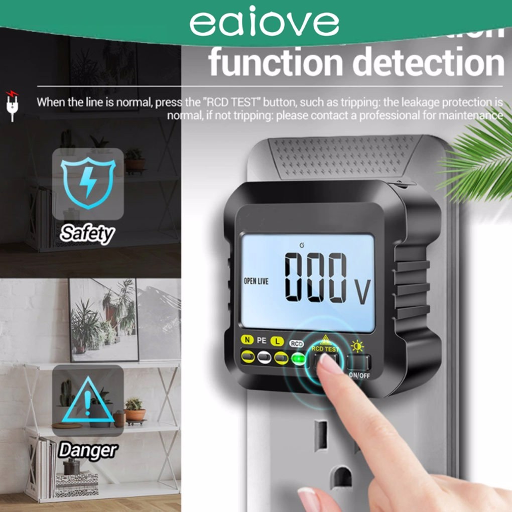 90-250V LCD Digital Socket Tester Home Operation Battery Detector ...