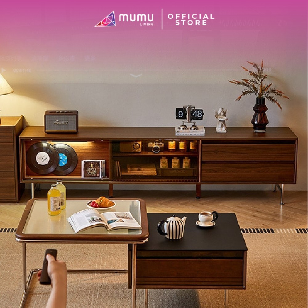 [MUMU Living] Yumi TV Cabinet with Glass Door (2.0m) | Shopee Malaysia