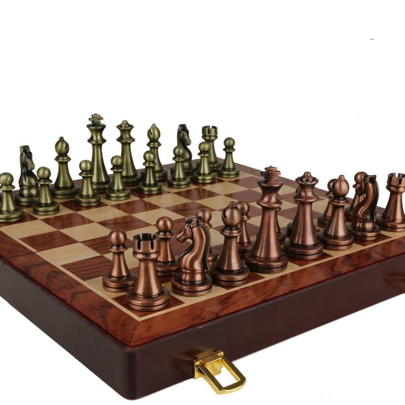 Metal Chessman International VIP Chess Set Walnut Chess Board 35 x 35cm ...