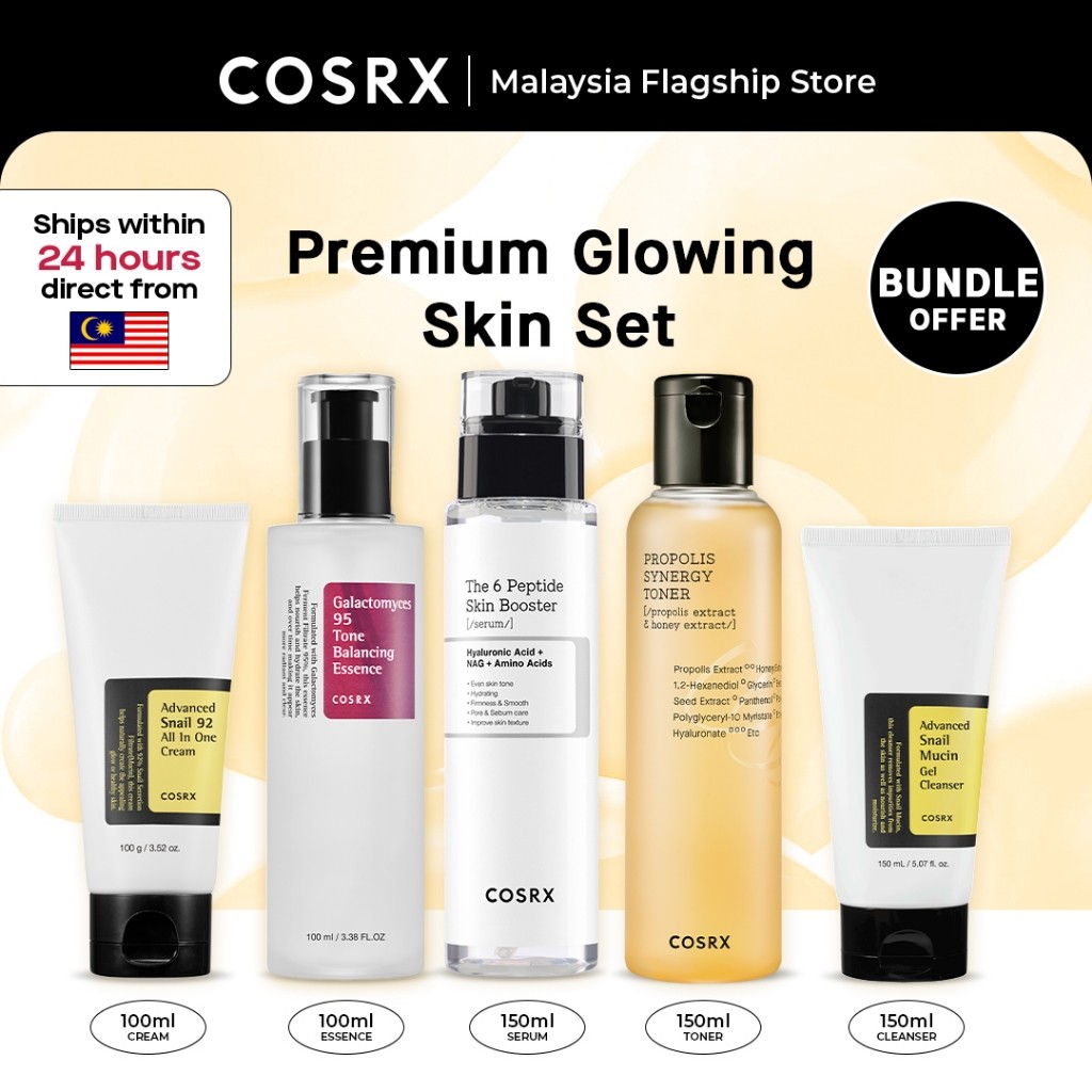 COSRX Premium Glowing Skin Set [Cleanser 150mml + Toner 150ml + Essence ...
