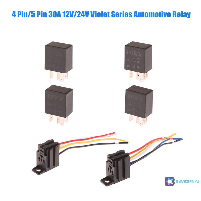 [BraveSundu] 4 Pin/5 Pin 30A 12V/24V Automotive Violet Relay Socket ...