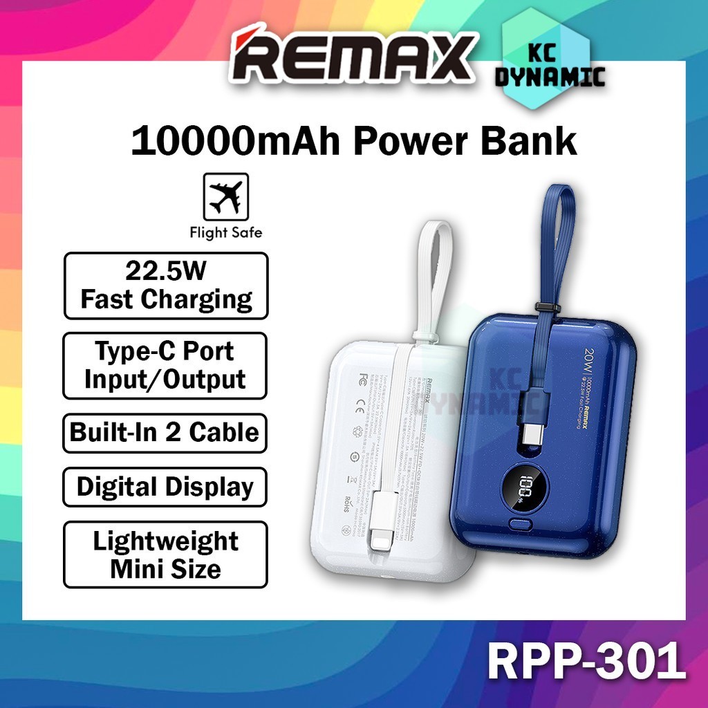 Remax RPP-301 10000mAh Powerbank 22.5W Fast Charging Power Bank Built ...