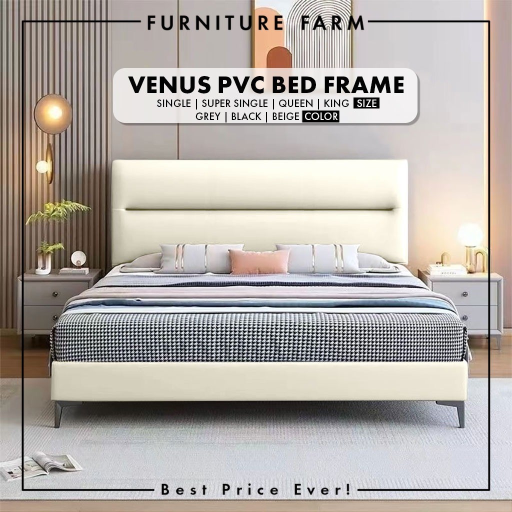F&F: Venus PVC Leather Bed Frame – Single/Super Single/Queen | Luxury ...