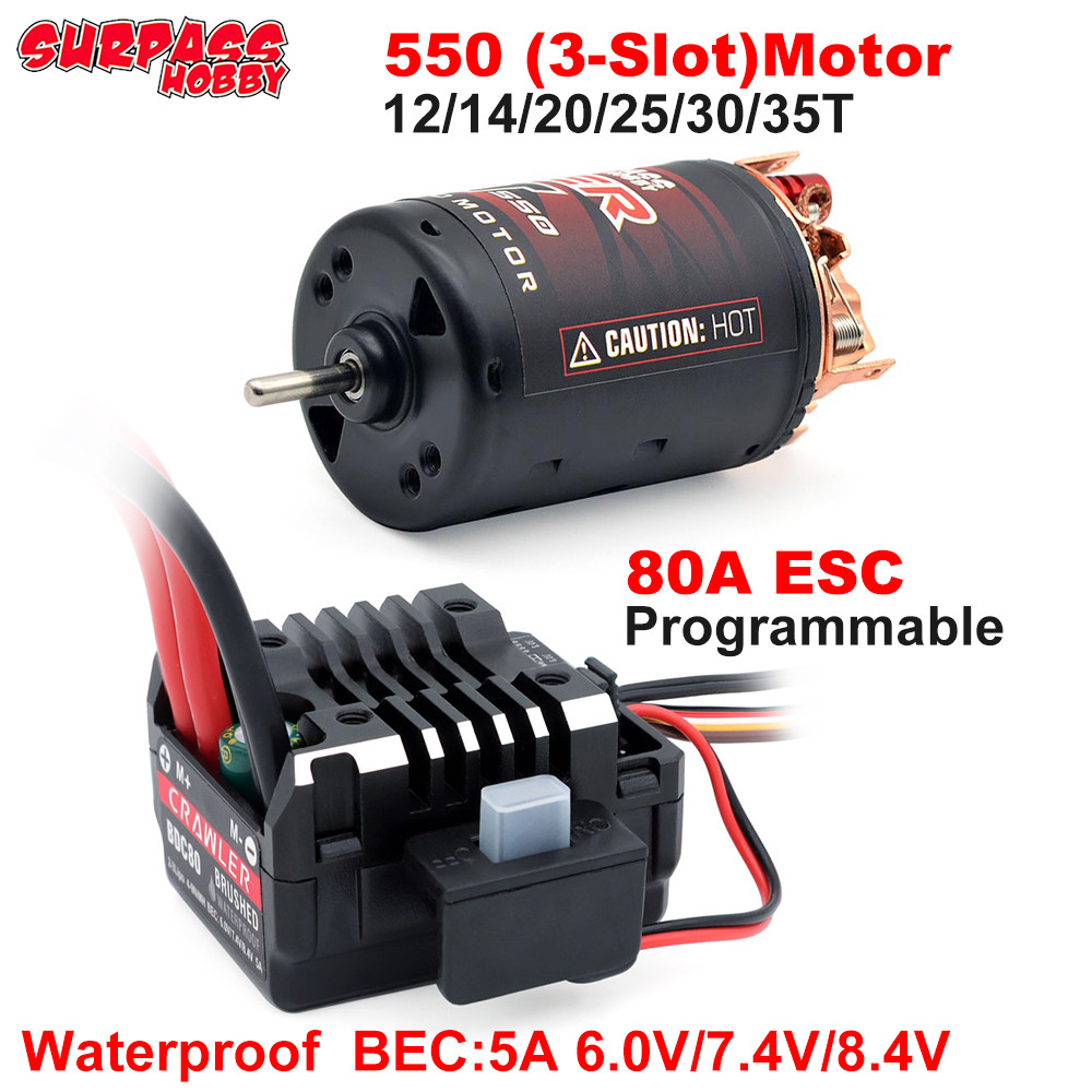 Moteur Brushed 550 12T-35T Avec ESC 80A Surpass Hobby Pour Voiture RC 1/10 1/12 - Neuf