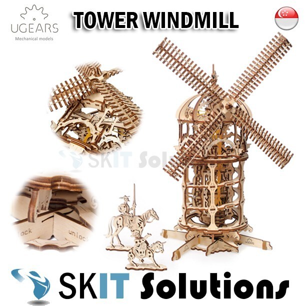 UGEARS Tower Windmill DIY Wooden Building Mechanical Model Gift Kit ...