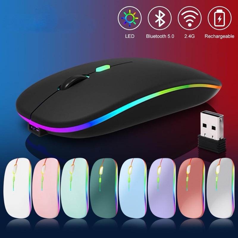 Wireless Mouse RGB Rechargeable Mice Wireless Computer Ma... | Global