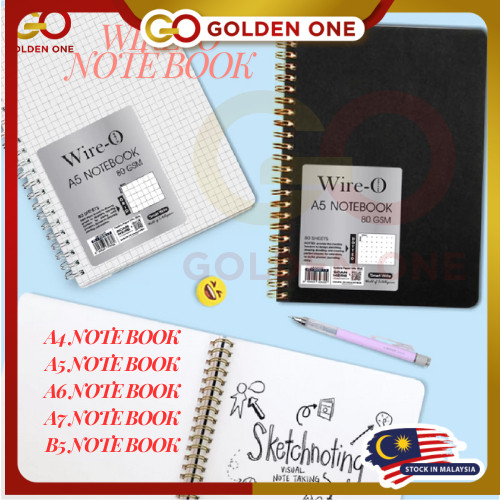 A4/A5/A6/A7/B5 WIRE-O NATURAL PP COVER NOTE BOOK 80GSM 80'S LINE/BLANK ...