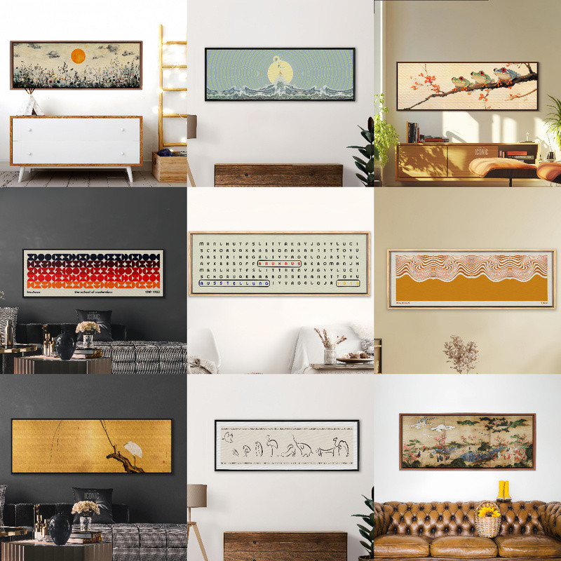 Modern Long Horizontal Sea Artwork, Ocean Side Painting Summer Art ...