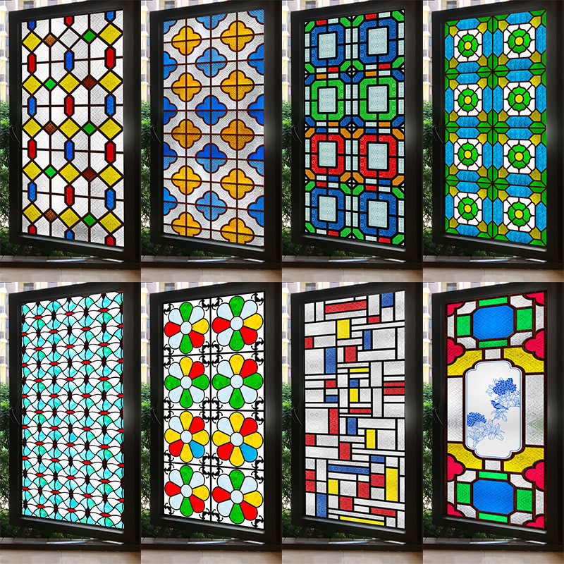 PVC Retro Self-Adhesive Decorative Stickers Window Glass Privacy-Proof ...