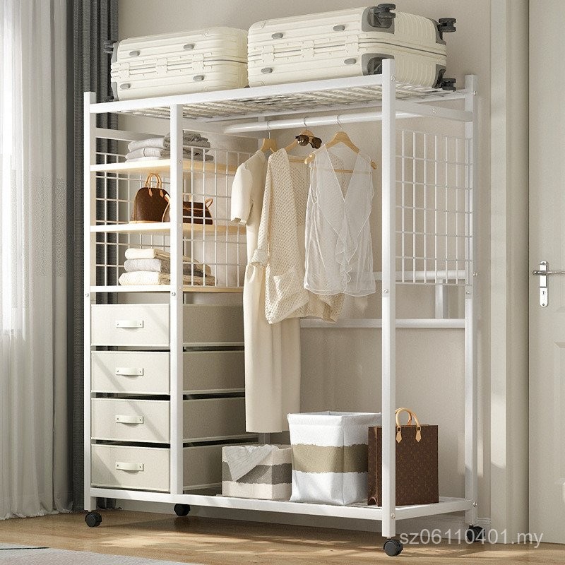 Coat Household Wardrobe with Drawer Rental Room Steel Frame fs Wardrobe ...