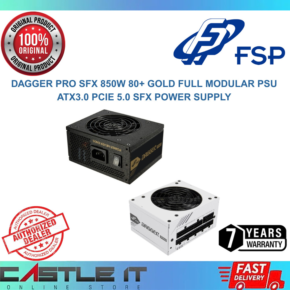 FSP DAGGER PRO SFX 850W 80+ GOLD Full Modular PSU ATX3.0 PCIe 5.0 White ...
