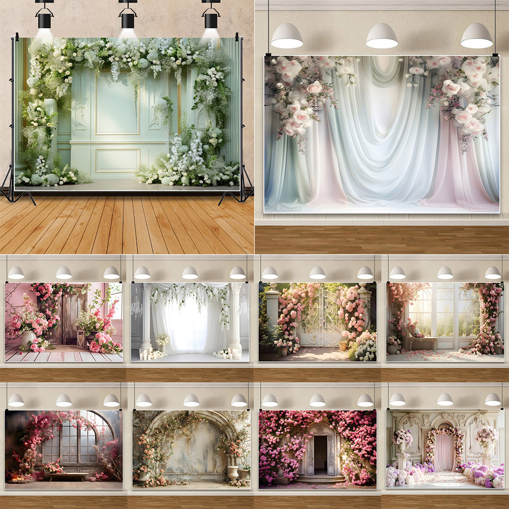 120*80CM Wedding Backdrop Floral Flower Wood Wall Backdrop Bridal ...