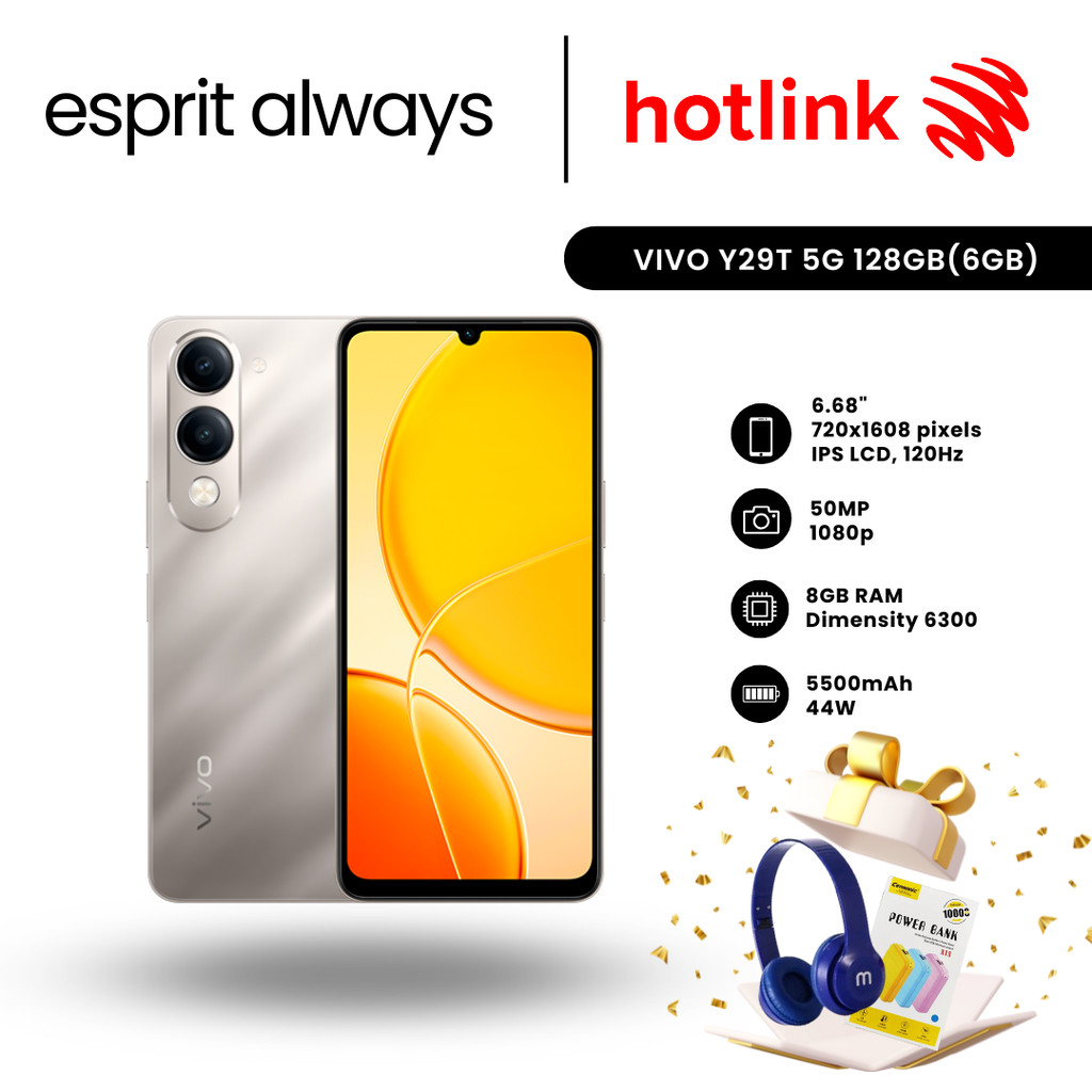 vivo Y29T 5G 6GB RAM + 128GB with Hotlink Postpaid 70 (12 months ...