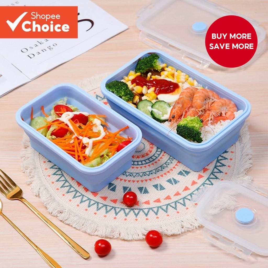 Foldable Silicone Lunch Box Lunch Box Various Sizes Outdoor Portable ...