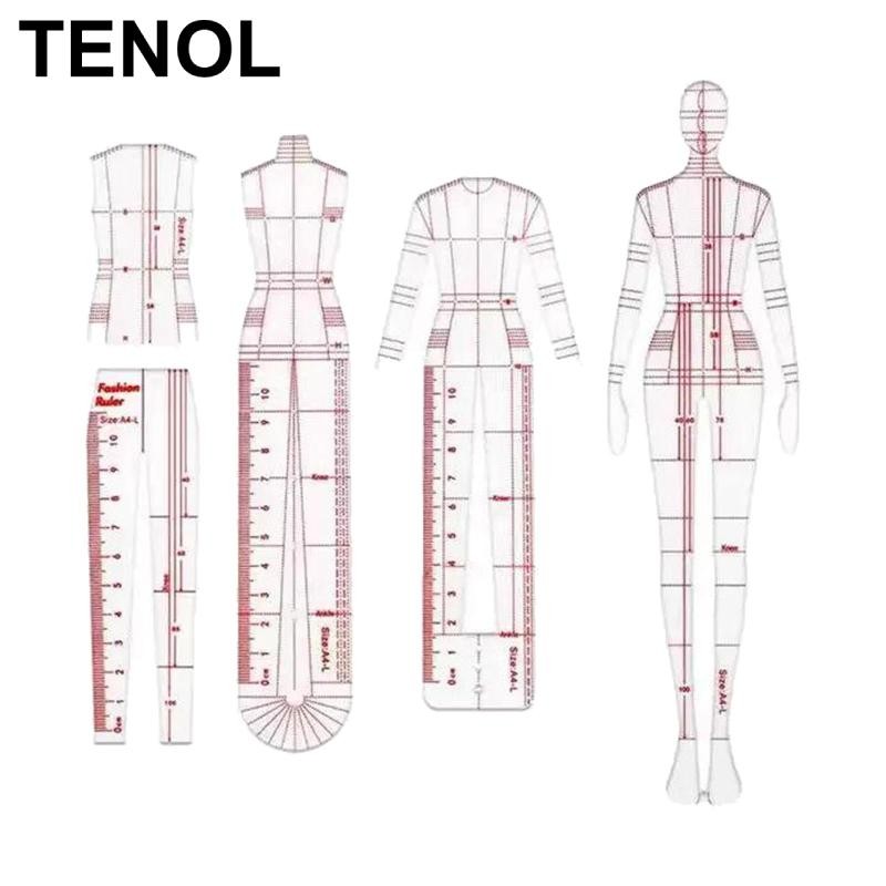 [TENOL] 4 Models Fashion Drawing Template Rulers Clothing Design Ruler ...