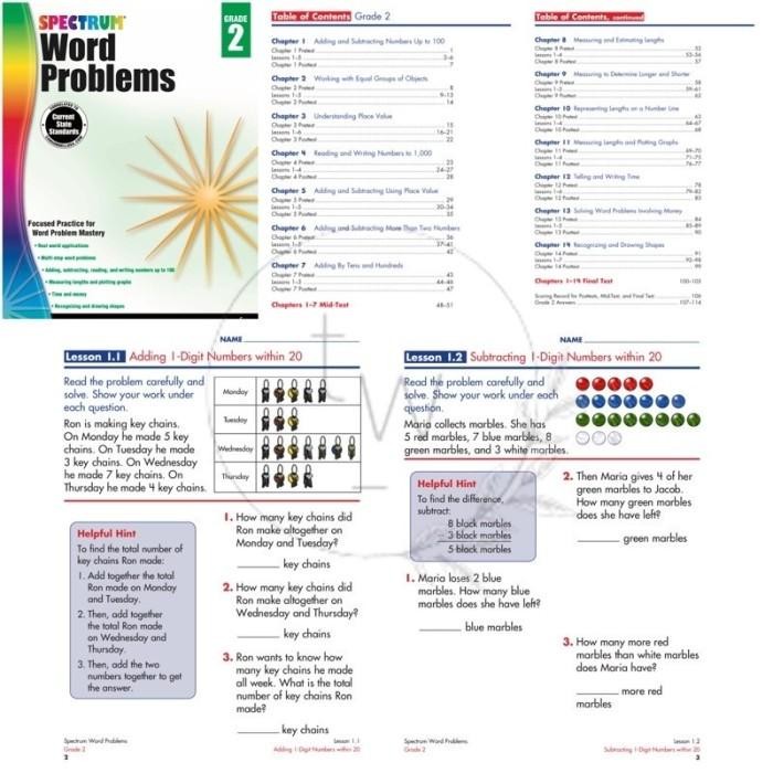 Spectrum Word Problems Grade 2 3 4 5 6 7 8 | Mathematics Practice Book ...