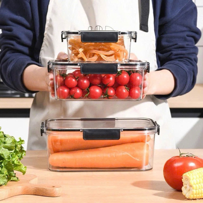 Set of 3 Food Containers with Sealed Lid for Refrigerator to Preserve ...