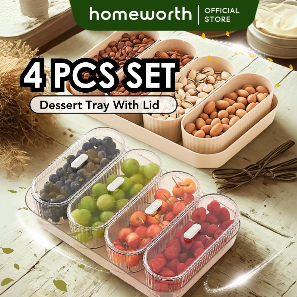 HOMEWORTH【4-in-1】Luxury Nordic Style Compartment Food Storage Tray with ...