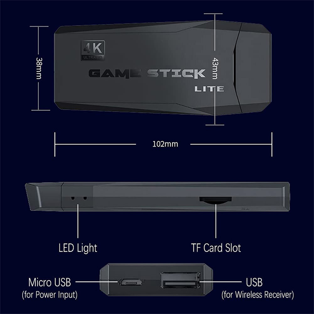 Retro Video Spielkonsole 4K HDMI TV Game Stick 128GB 40000 Game+2X ...