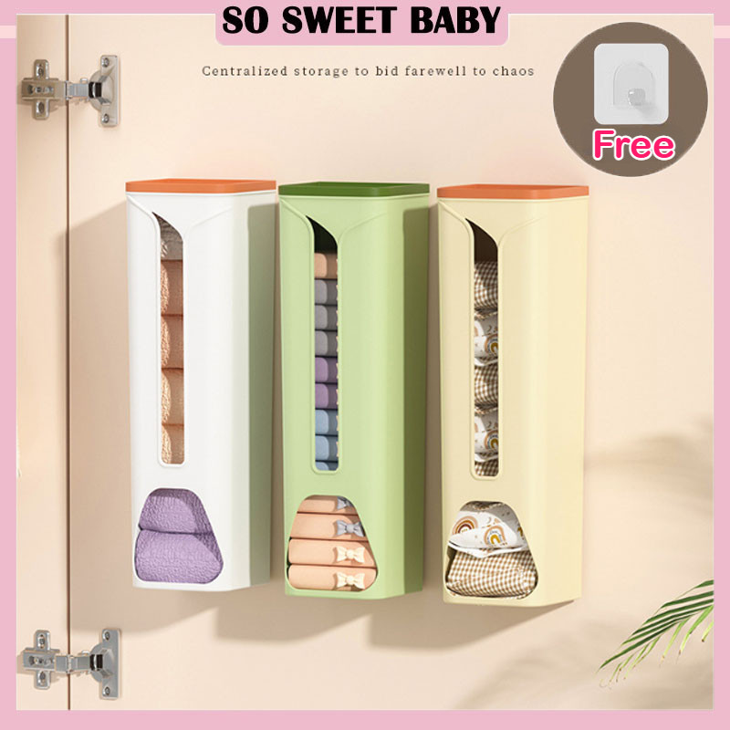Wall Mounted Storage Box Organizer Holder Dispenser Container for Socks ...