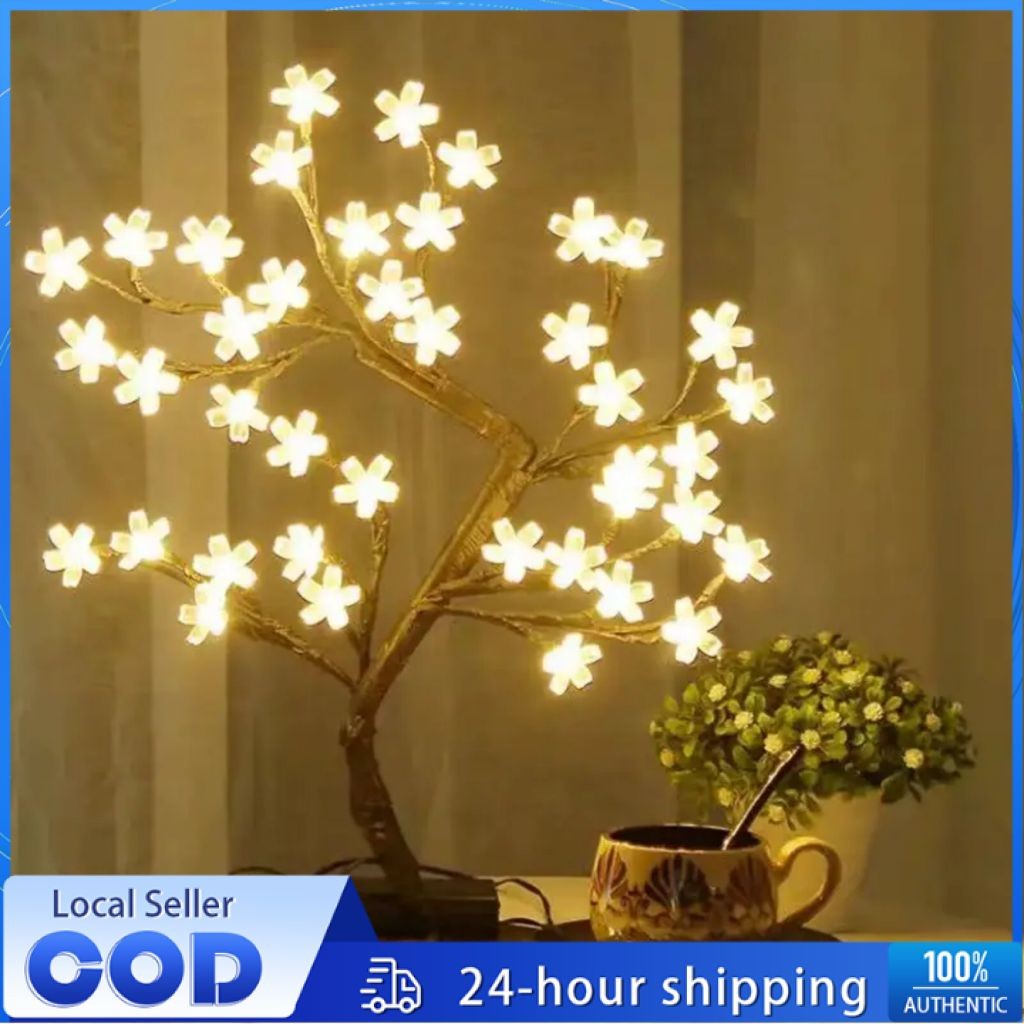 Cherry Tree Bonsai Table Desk Lamp with 24/48 LED Decorative Cherry ...