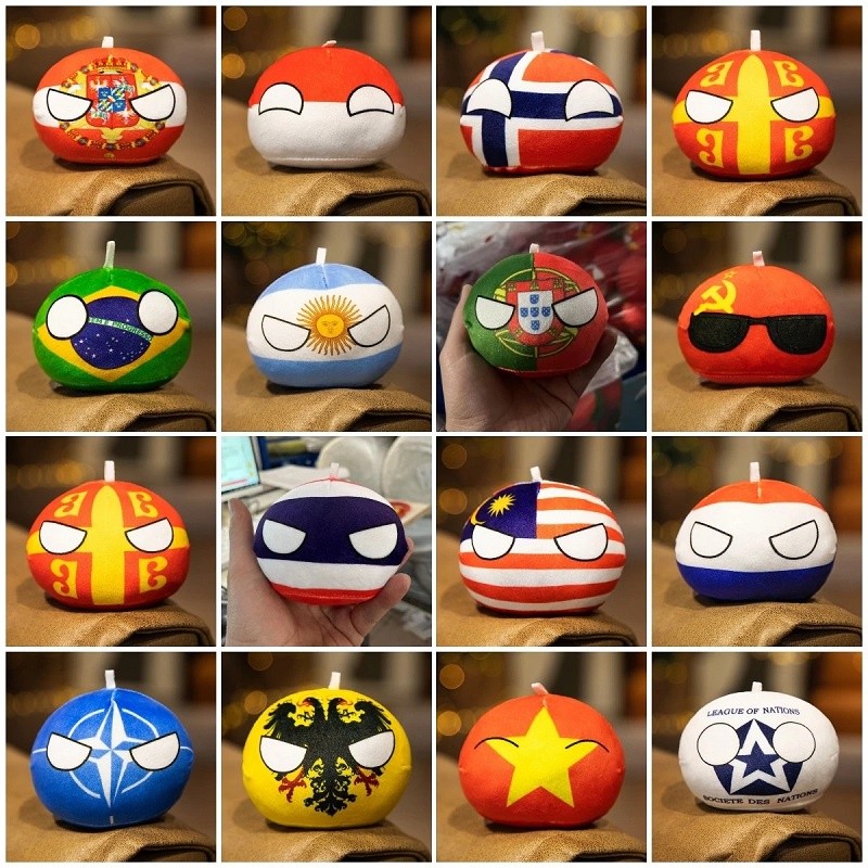 49 Styles 10cm Country Ball Plush Toys Polandball Pendant Country Flag ...