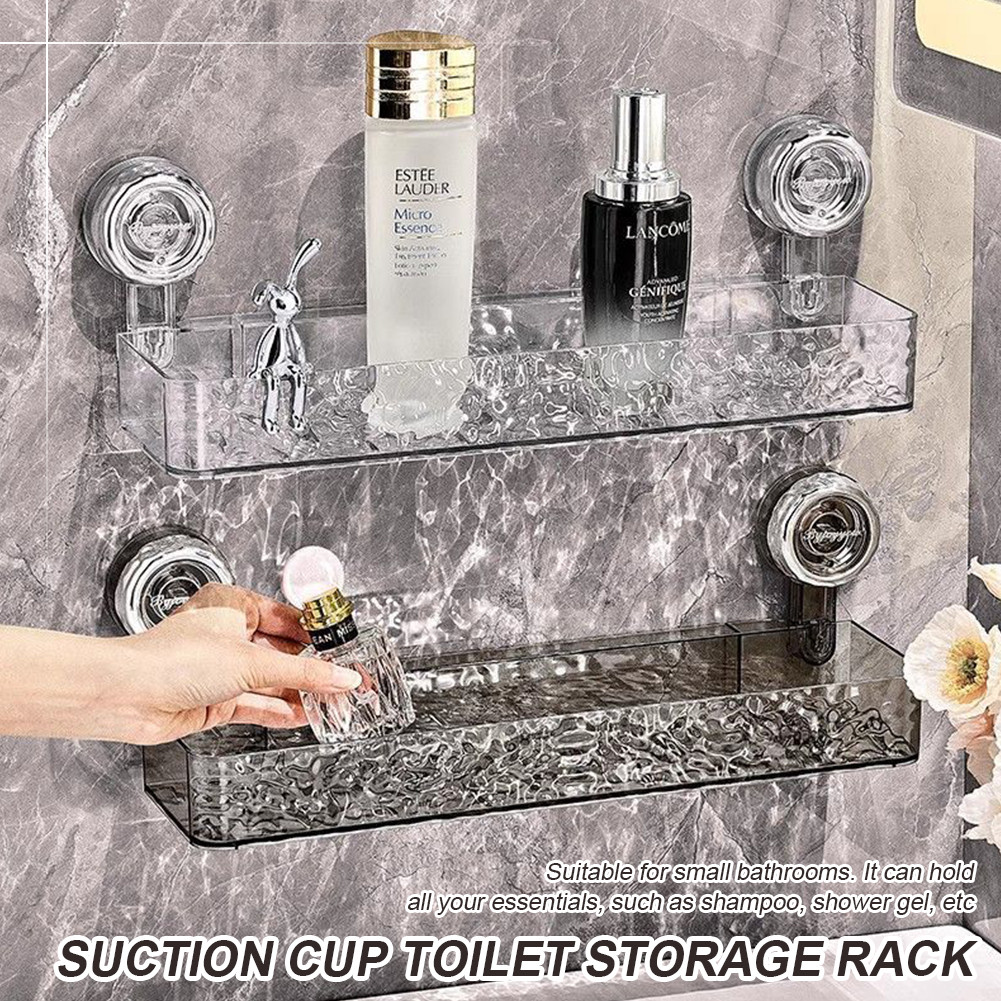 Suction Cup Storage Rack Toilet Bathroom Wall-Mounted Storage Box ...