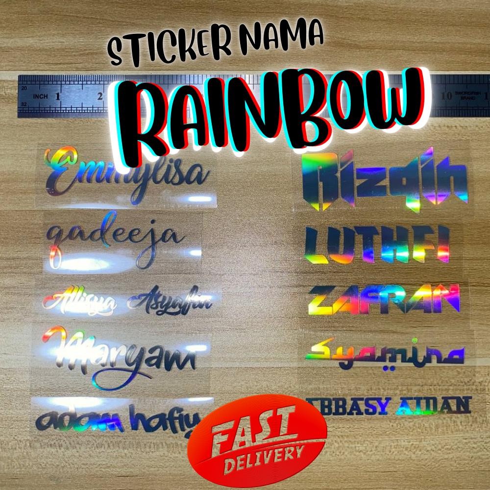 Sticker Nama Custom Rainbow Viral / Sticker Motor / Sticker Kereta ...
