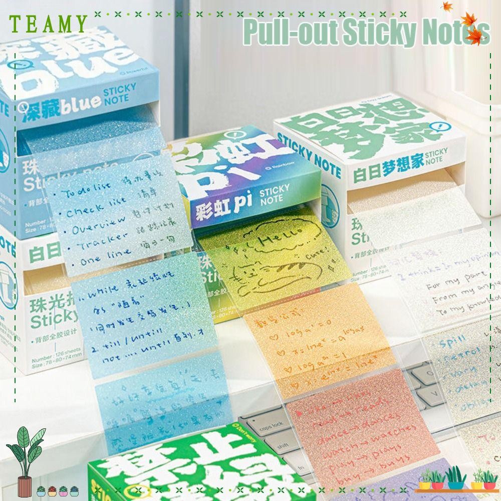 TEAMY 126Sheets Pearlescent Sticky Tabs, Transparent Pearl Back Full ...