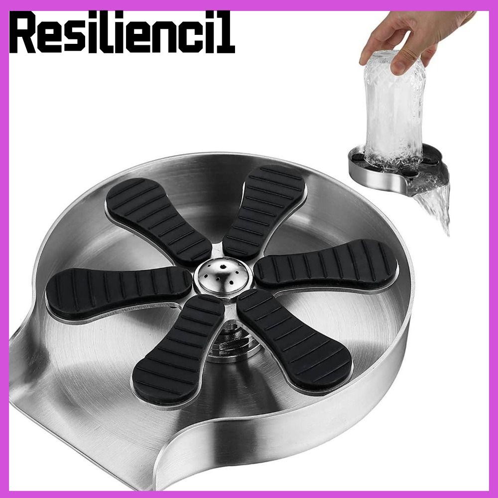 RESILIENCI1 Automatic Cup Washer, Stainless Steel 360° Bar Glass Rinser ...