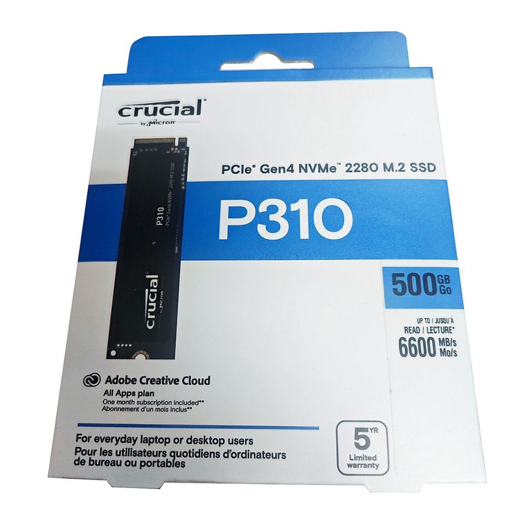 Crucial P310 500GB Gen4 M.2 2280 SSD (R:6600MB/s), CT500P310SSD8 ...