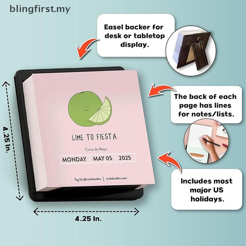 [blingfirst] 2025 A Pun A Day Desktop Calendar,Funny Calendar 2025 With ...
