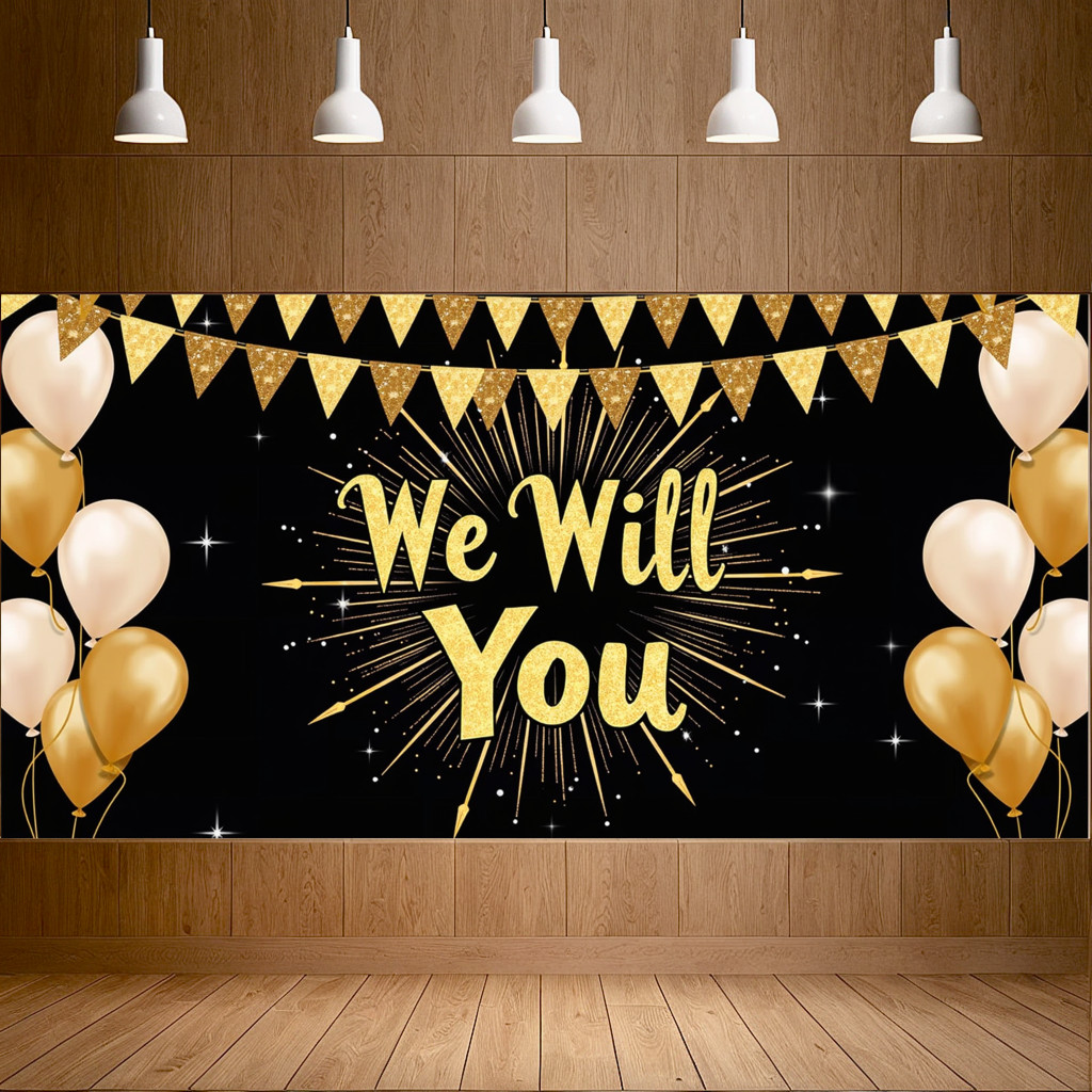 Wall Goodbye banner Gold Farewell banner Balloon Star Party backdrop ...